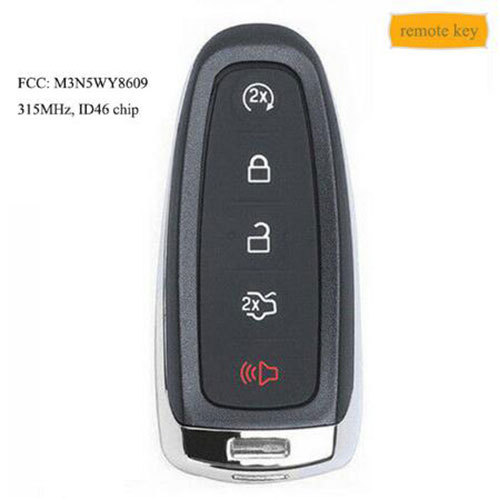 Smart Key Remote Fob 315 MHz ID46 Chip 5 Buttons for Ford Explorer Edge Escape Flex Taurus -M3N5WY8609