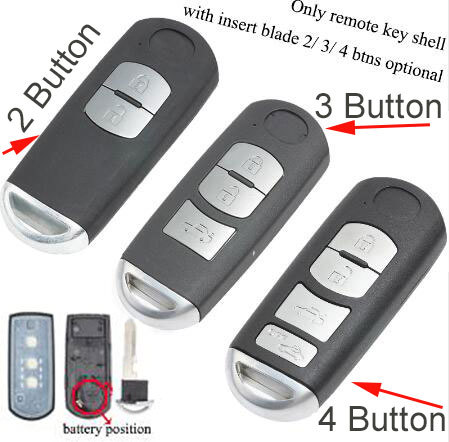 Smart Key Remote Shell 2/ 3/ 4 Buttons for 2009-2012 Mazda CX-5 CX-7 CX-9