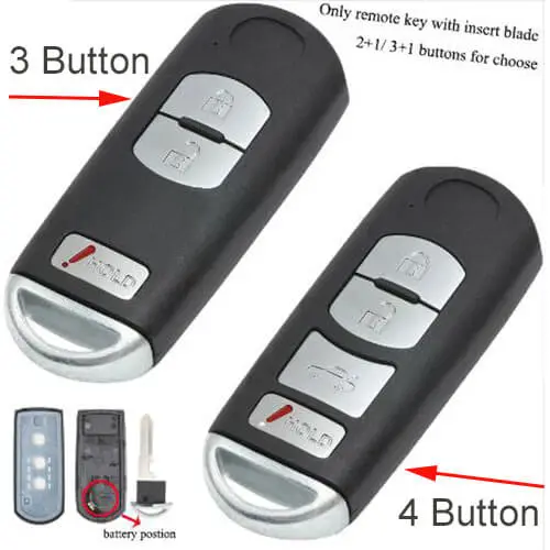 Smart Key Remote Shell 3/ 4 Buttons for 2009-2012 Mazda CX-5 CX-7 CX-9