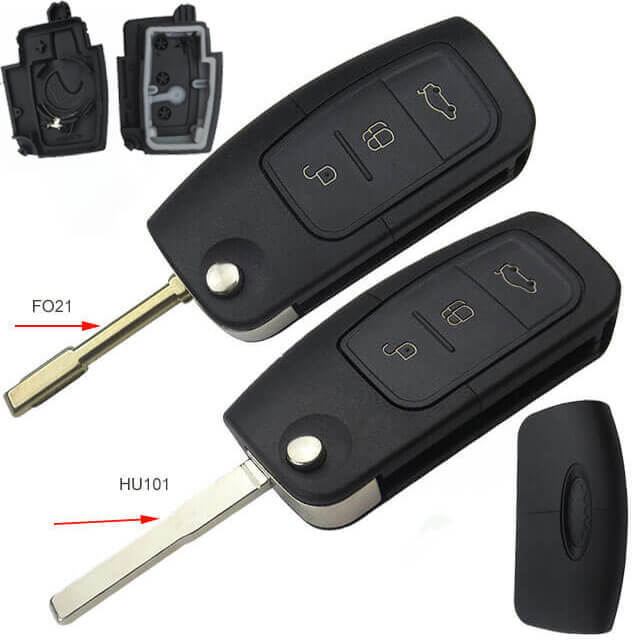 Ford Flip Key Remote Shell 3 Buttons with FO21/ HU101 Blade for Focus Mondeo C Max S Max Galaxy Fiesta