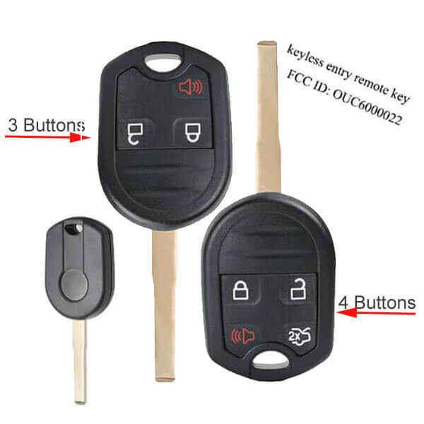 2015-2018 Ford Fiesta Remote Key 315Mhz 4D63 Chip 3/ 4 Buttons -OUC6000022