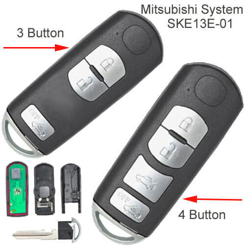 Mazda Smart Key Fob 433Mhz 3/ 4 Buttons For CX-3 CX-5 CX-7 SKE13E-01 -M*itsubishi System