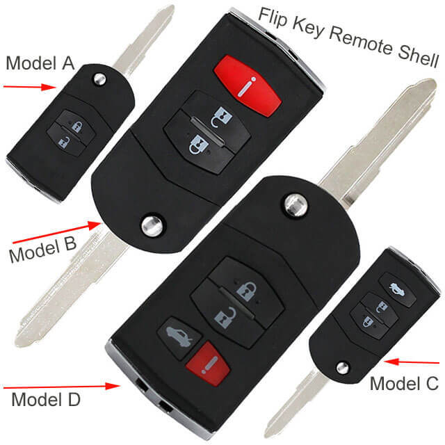 Flip Key Remote Shell 2/ 3/ 4 Buttons with MAZ24 Blade for Mazda 3 5 6 RX-8 CX-7 CX-9