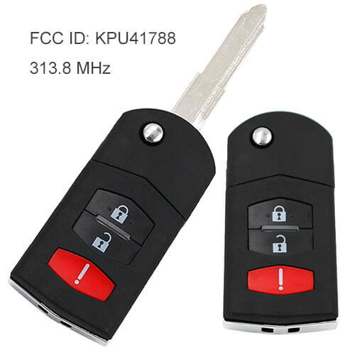 Flip Remote Key 313.8MHz 3 Buttons FOB for 2005-2008 Mazda 6 RX8 MX-5 Miata -KPU41788