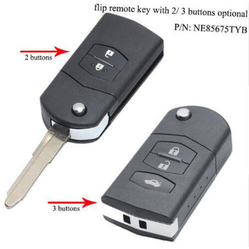 Flip Key Remote 433MHz 2/ 3 Buttons FOB with MAZ24R Blade for 2009-2011 Mazda M*itsubishi System -NE85675TYB
