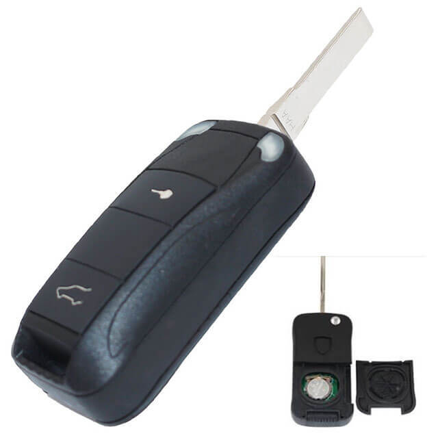Pors*che Flip Key Remote Key Control Fob 315/ 433 MHz 2 Buttons for 2004-2009 Cayenne With Uncut blade