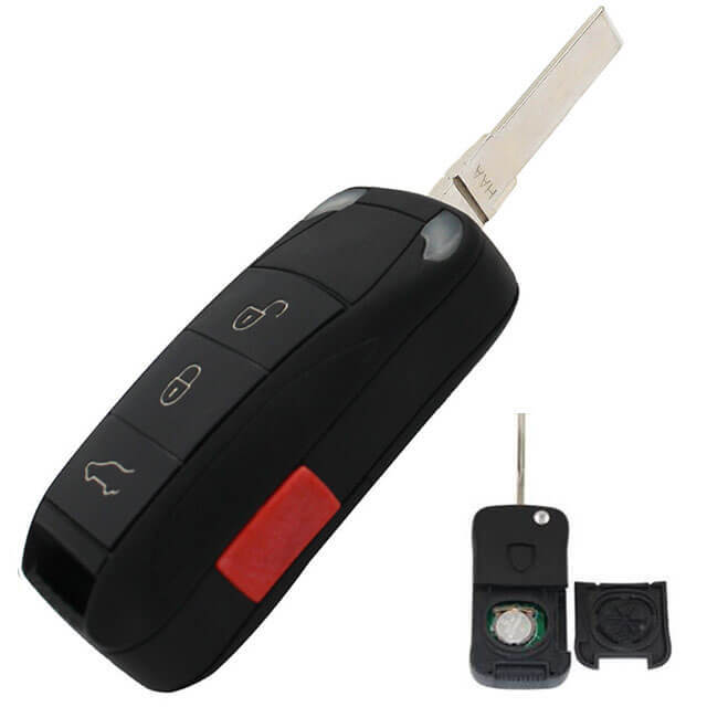 Pors*che Flip Key Remote Key Control Fob 315/ 433 MHz 4 Buttons for 2004-2009 Cayenne With Uncut blade