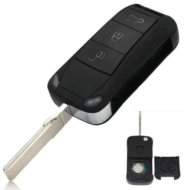 Pors*che Flip Key Remote Key Control Fob 315/ 433 MHz 3 Buttons for 2004-2009 Cayenne With Uncut blade