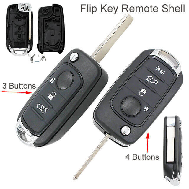 Folding Key Remote Shell 3/ 4 Button with SIP22 Blade For Fiat 500 500X TIPO