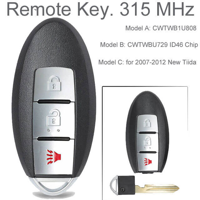 Nissa*n Smart Remote Key Fob 315MHz 3 Buttons -CWTWBU729/ CWTWB1U808