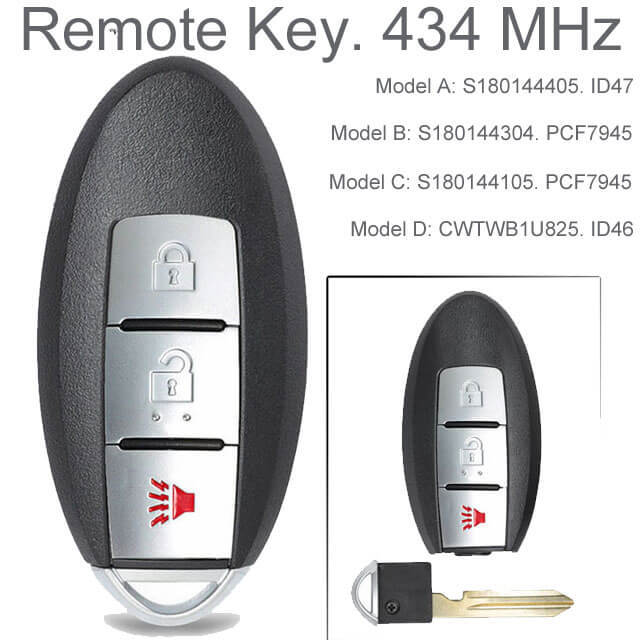 Nissa*n Smart Remote Key Fob 434MHz 3 Buttons -S180144005/ S180144304/ S180144105/ CWTWB1U825