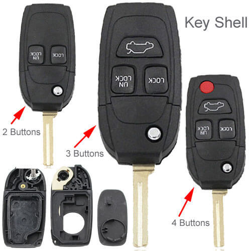 2000-2005 Volvo Flip Key Remote Shell 2/ 3/ 4 Button for S40 S60 S70 S80 S90 V40 V70 V90 XC70 XC90