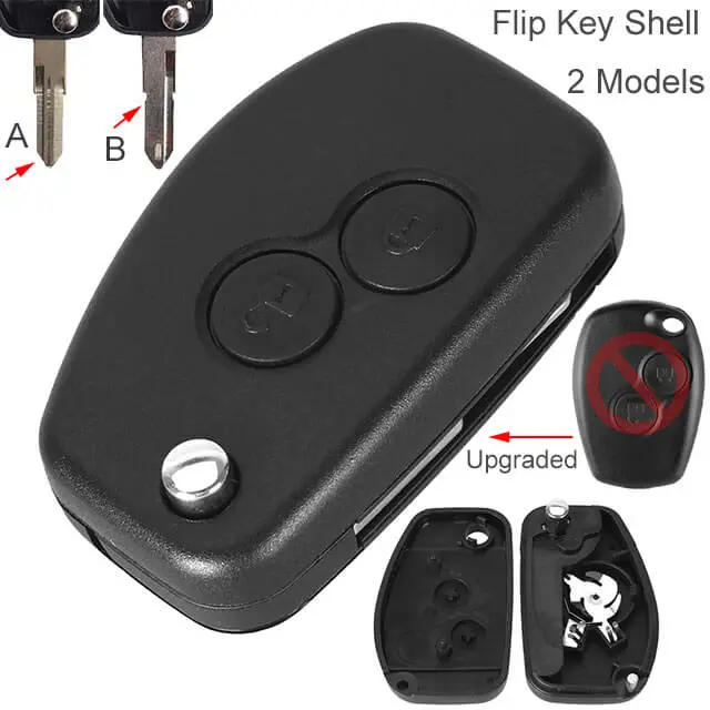 Modified Flip Key Remote Shell 2 Buttons for Renaul*t Duster Logan Fluence Clio Vivaro Master