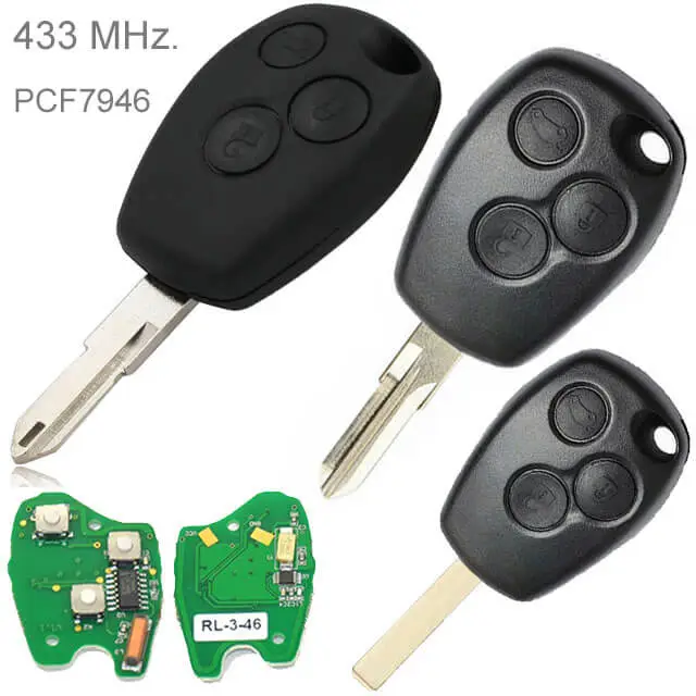 Renaul*t Megane Remote Key 433MHz 3 Button with PCF7946 Chip