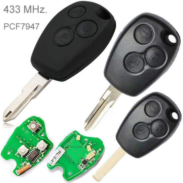 Renaul*t Megane Remote Key 433MHz 3 Button with PCF7947 Chip