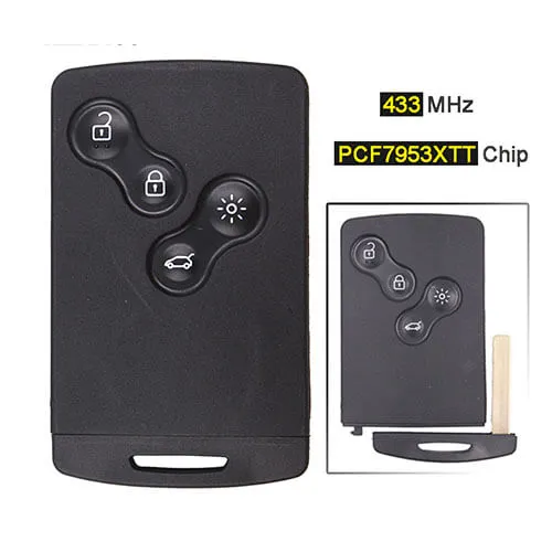 2013 Renaul*t Clio 4 Smart Remote Key Fob 433MHz PCF7953XTT 4 Buttons