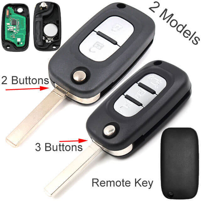 Flip Key Remote Set 434MHz with VA2 Folding Blade 2/ 3 Buttons Fob for Renaul*t Fluence Clio Megane Kangoo Modus