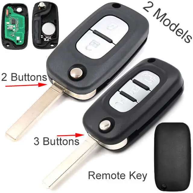 Flip Key Remote Set 434MHz with VA2 Folding Blade 2/ 3 Buttons Fob PCF7961M Chip