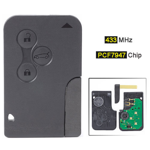 2003-2008 Renaul*t Scenic Smart Remote Key Fob 433MHz 3 Buttons with PCF7947 Chip