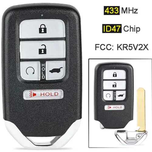 2016-2018 Hond*a Piot CR-V Civic Smart Remote Key Fob 433MHz 5 Buttons -KR5V2X V44