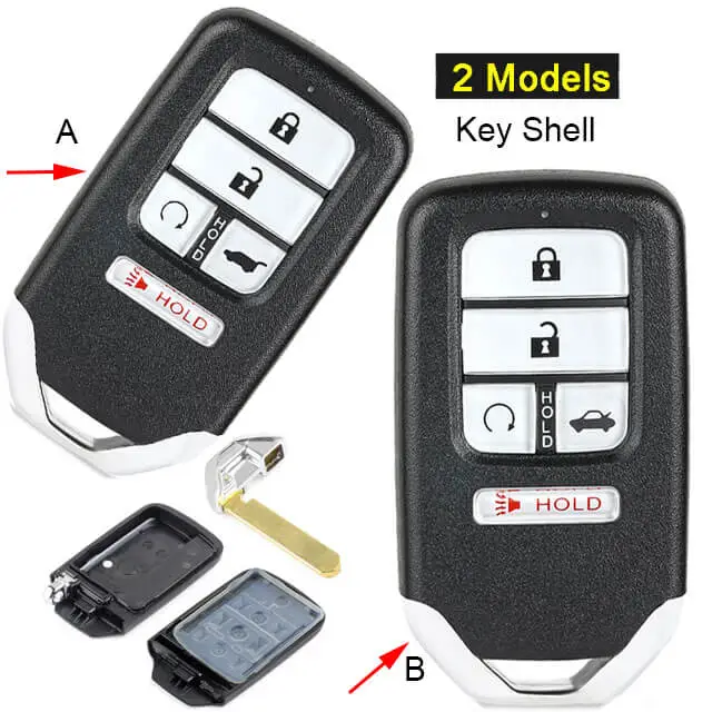 Hond*a Smart Remote Key Shell 5 Buttons Fob for Civic Pilot 2016 2017 2018