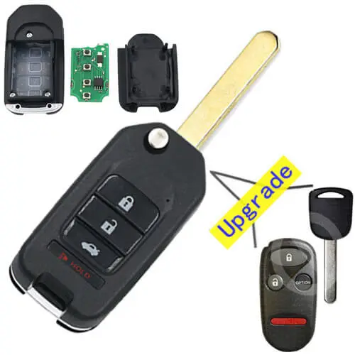 Upgraded 2003-2005 Hond*a Flip Key 433MHz 4 Button Remote Fob for Insigh*t Pilot -A269ZUA101