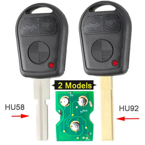 BMW IR Remote Key 3 Button Fob 315/433MHz Ajustable Frequency with HU58/ HU92 Blade