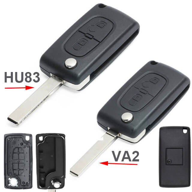 Peugeo*t Citroe*n Flip Remote Key Shell 2 Buttons -No Battery Holder