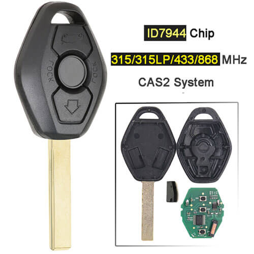 315MHz ID7944 Chip CAS2 Sistema remoto llave del coche 3 botones para BMW  Key 5 serie E46 E60 E83 E53 E36 E38 E39 HU92 Blade (2)