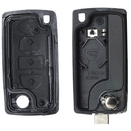 Peugeo*t Citroe*n Flip Remote Key Shell 3 Buttons -with Battery Holder