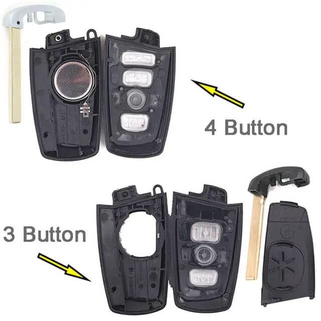 BMW CAS4 Smart Key Remote Shell 3/ 4 Buttons with Blade Uncut for 5 7/ 5 Series 550i GT X3 535i 528i