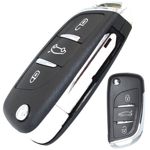Modified Peugeo*t 206 207 Flip Remote Key Fob 433MHz 3 Button with Folding Blade