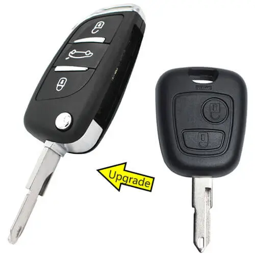 Modified Peugeo*t 206 207 Flip Remote Key Fob 433MHz 3 Button with Folding Blade