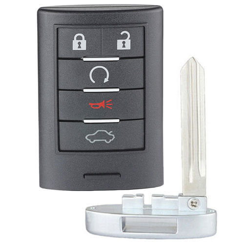 2008-2015 Cadilla*c CTS Smart Remote Key Shell 5 Buttons with Emergency Blade Uncut for DTS STS XTS