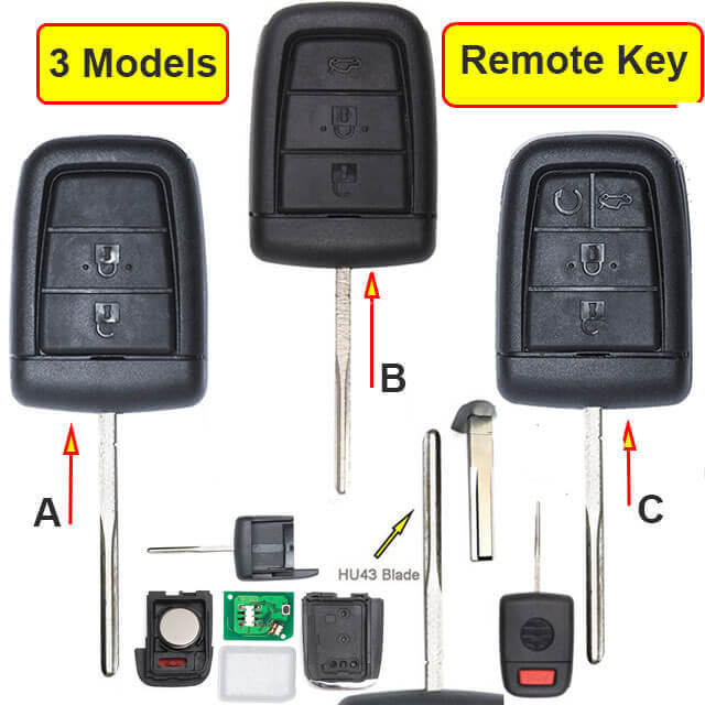2006-2013 Chevrole*t VE Commodores Remote Key 433MHz 3/ 4/ 5 Buttons with HU43 Blade