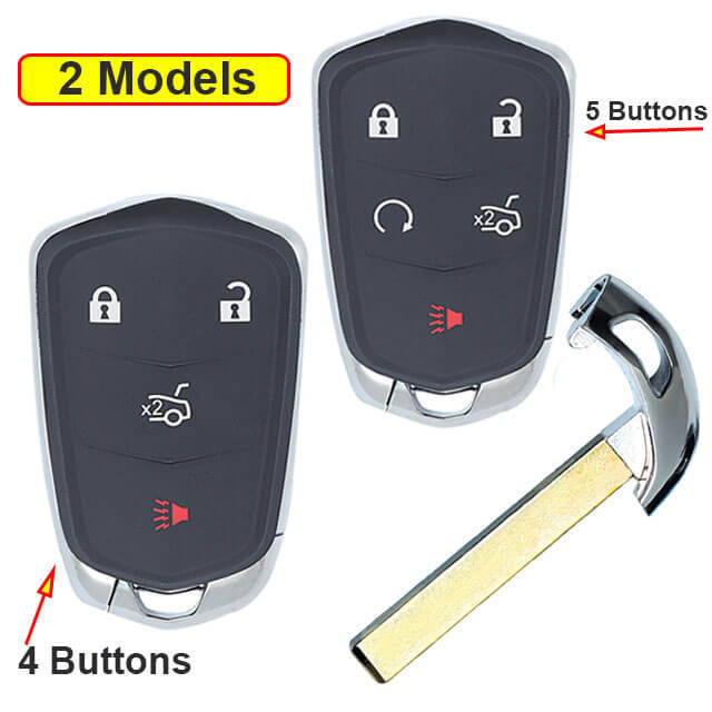 2014-2018 Cadilla*c ATS Smart Remote Key 315MHz 4/ 5 Buttons with Emergency Blade Uncut -HYQ2AB