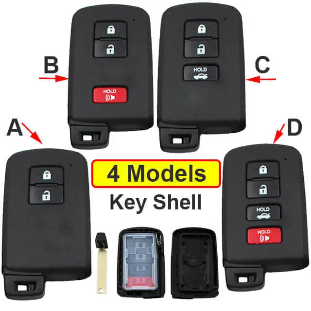 2012-2016 Toyot*a Prius C Smart Key Remote Shell 2/ 3/ 4 Buttons with Emergency Blade Uncut