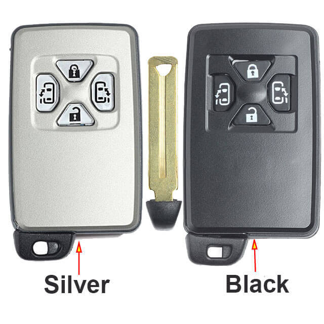 Toyot*a Smart Key Remote Card-0780 433MHz ID71-WD01 4 Buttons with TOY48 Emergency Blade -Silver/Black