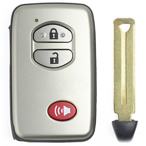 Silver Smart Key Remote Card 3 Buttons (Panic) with TOY48 Emergency Blade for Toyot*a