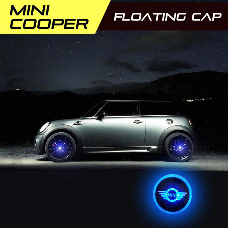 Mini Cooper LED Floating Car Wheel Hub Caps Plug and Play Waterproof Wheel Center Hubcap Badge