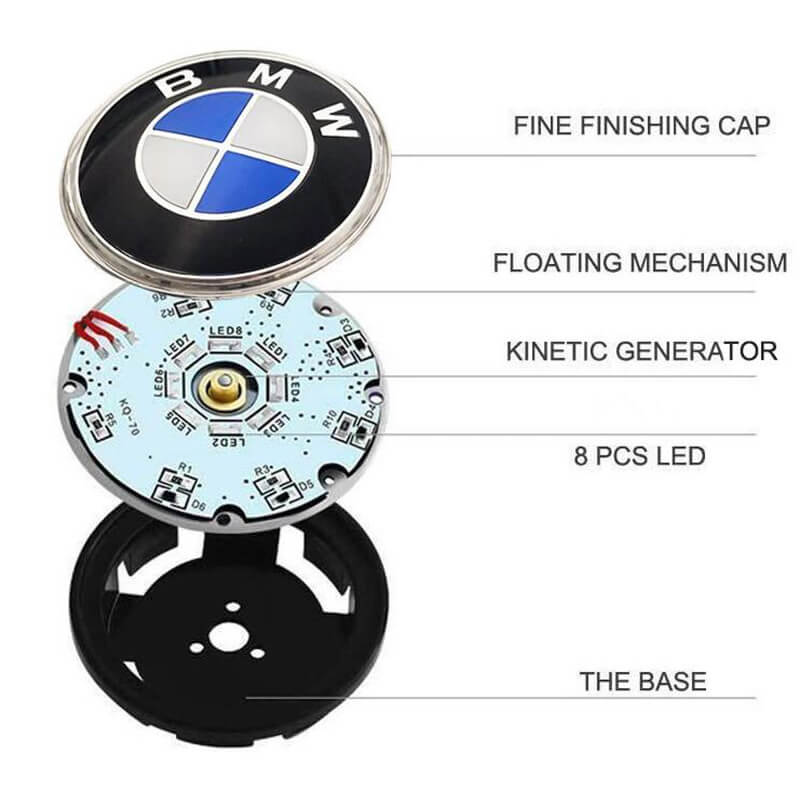 56MM 68MM BM-W Led Floating Wheel Center Caps Waterproof Blue Lights with B*M*W / M Logo