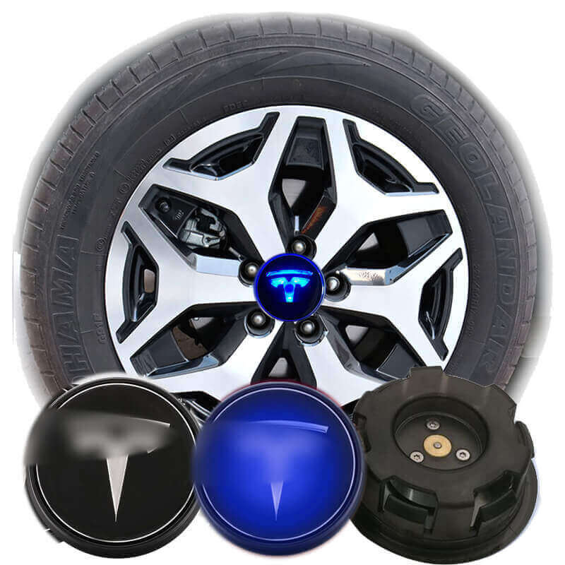 57MM Waterproof Led Blue Light TESLA Logo Wheel Hub Lamp Floating Center Cap Car Wheel Emblem Model-3 Model-S Model-X