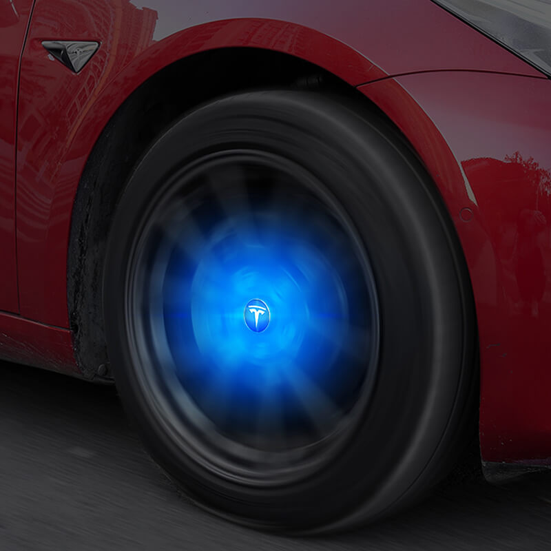 57MM Waterproof Led Blue Light TESLA Logo Wheel Hub Lamp Floating Center Cap Car Wheel Emblem Model-3 Model-S Model-X