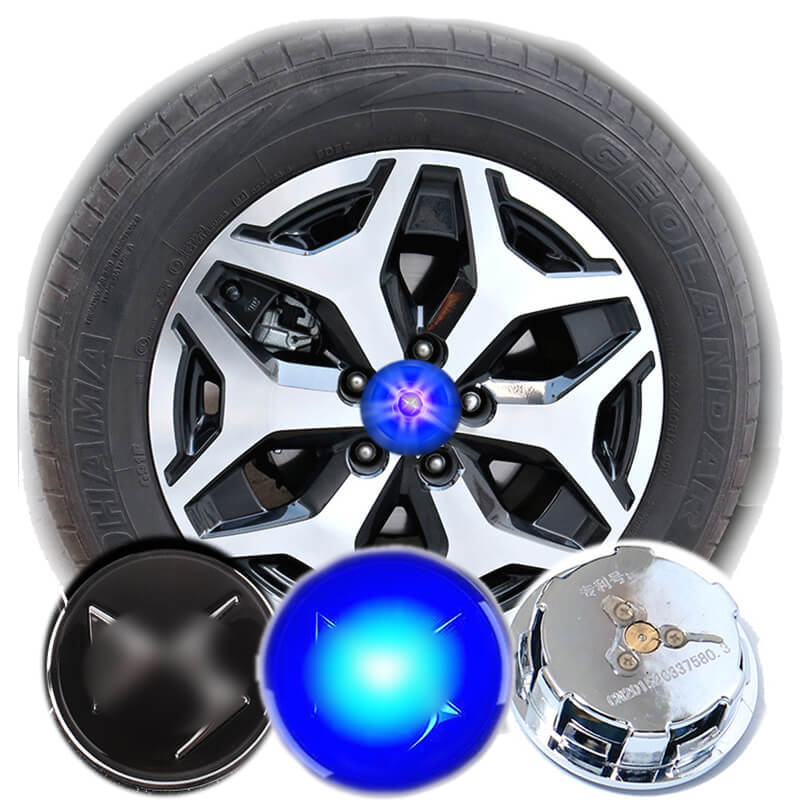 59MM DS Badge LED Floating Car Wheel Hub Caps Plug and Play Waterproof Wheel Center Hubcap