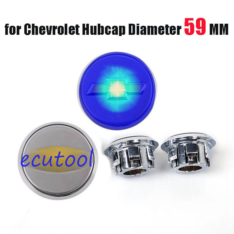 59MM Floating HubCaps Silver Wheel Center Cap Cover Blue Light Led Logo for 2010 2011 2012 2013 Cruze