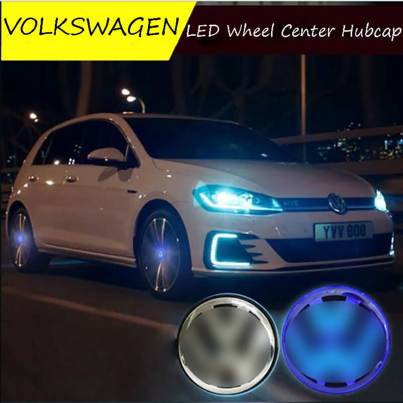 56mm 65mm Blue Light Led Floating VW Wheel Hubcaps Center Cap Logo for Golf Passat Arteon Tiguan Atlas Bettle