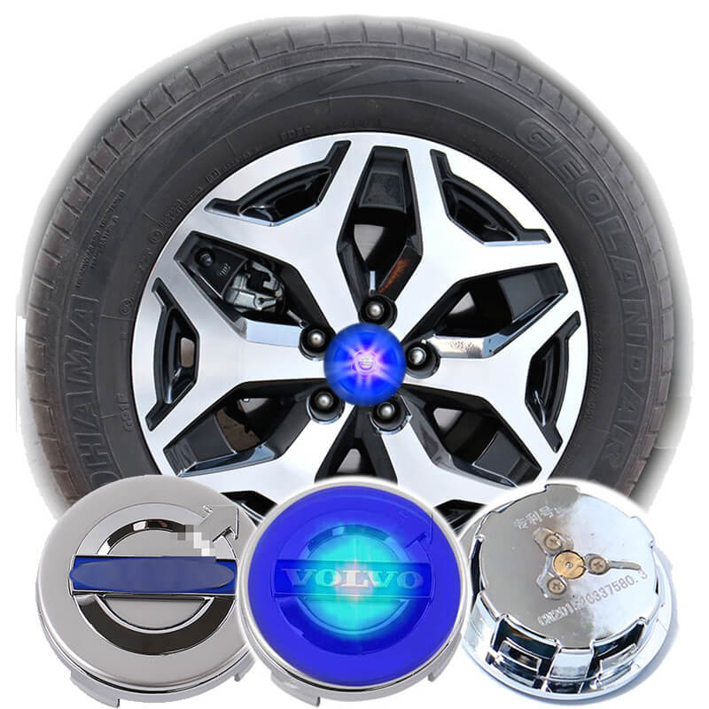 64MM VOLVO LED Floating Car Wheel Hub Caps Plug and Play Waterproof Wheel Center Hubcap Badge