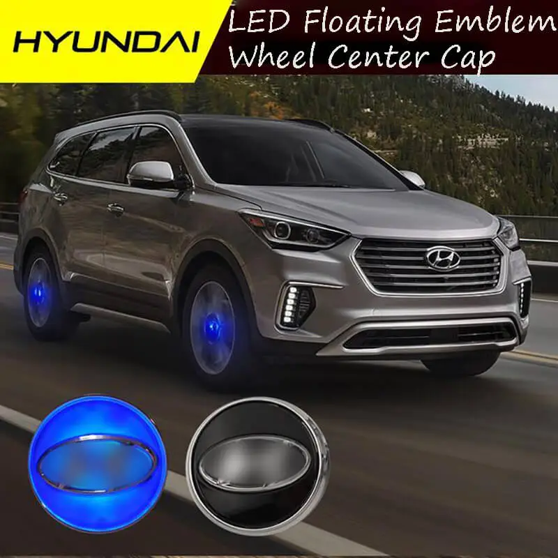 54MM 59MM HYUNDA*I Magnetic Suspension LED Floating Wheel Center Cap Blue Light Car Emblem