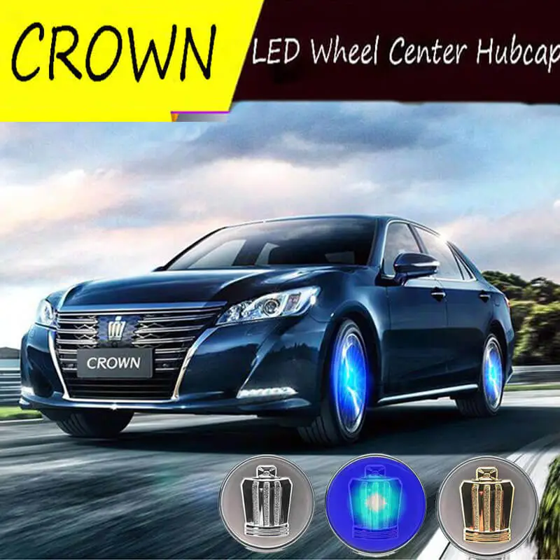 62MM Toyot*a Crown Badge LED Floating Car Wheel Caps Plug and Play Waterproof Wheel Center Hubcap