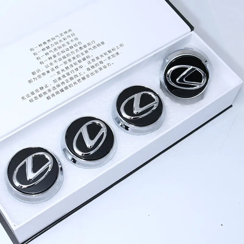 Lexus LED Floating Car Wheel Hub Caps Plug and Play Waterproof Wheel Center Hubcap Badge -62MM